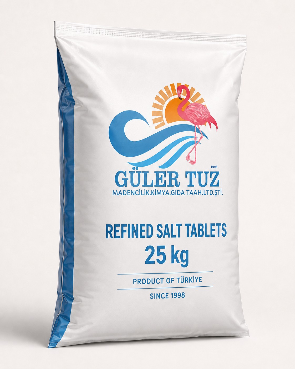 Güler Tuz förpackning med raffinerat tablettsalt 25 kg